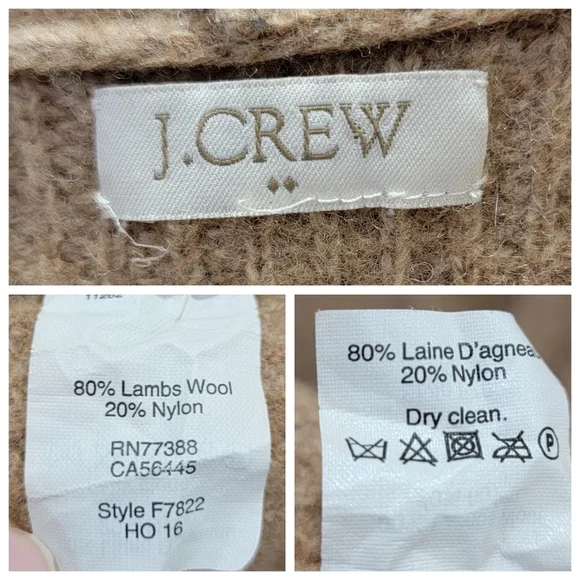 J.Crew Ribbed Knit Open Front Cardigan Sweater Tan Lambswool Neutral Women's S/M - Picture 13 of 15